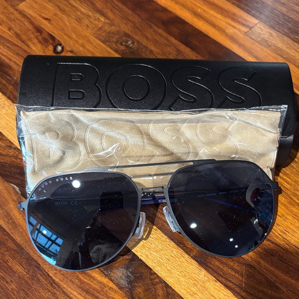 Boss Dark Gray Aviator Sunglasses NEW